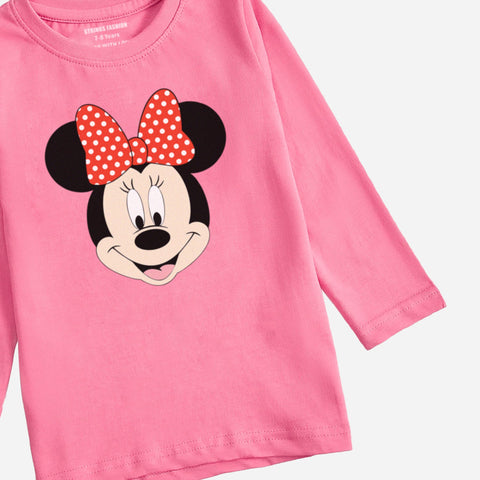 Digital Printed Minnie Junior Girls Long Sleeve T.Shirt