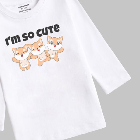 Digital Printed i'm Cute Junior Girls Long Sleeve T.shirt