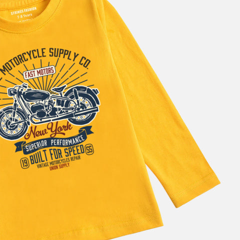 VINTAGE BIKE JUNIOR BOY YELLOW BOYS LONG SLEEVE T-SHIRT
