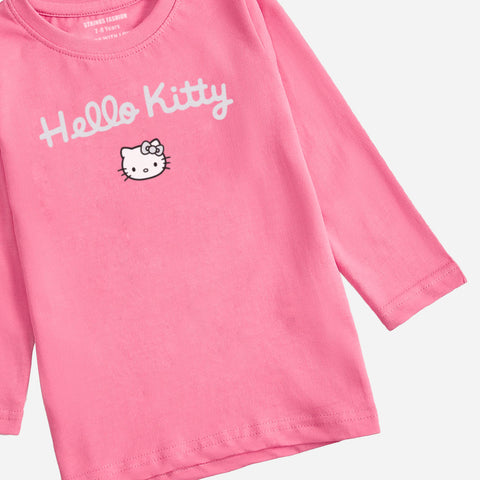 HELLO KITTY JUNIOR COSMOS PINK COLOR GIRLS LONG SLEEVE T-SHIRT
