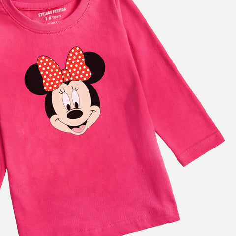MINNIE JUNIOR PARADISE PINK COLOR GIRLS LONG SLEEVE T-SHIRT
