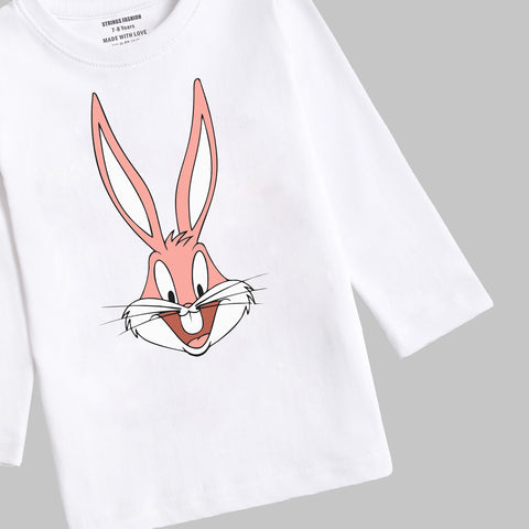 DIGITAL PRINTED BUG BUNNY JUNIOR SNOW-WHITE COLOR GIRLS LONG SLEEVE T.SHIRT