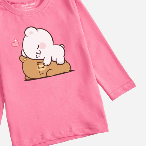MILK & MOCHA JUNIOR COSMOS PINK COLOR GIRLS LONG SLEEVE T-SHIRT