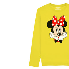 DIGITAL PRINTED MINNIE 2 JUNIOR BLAZING YELLOW COLOR GIRLS LONG SLEEVE T.SHIRT