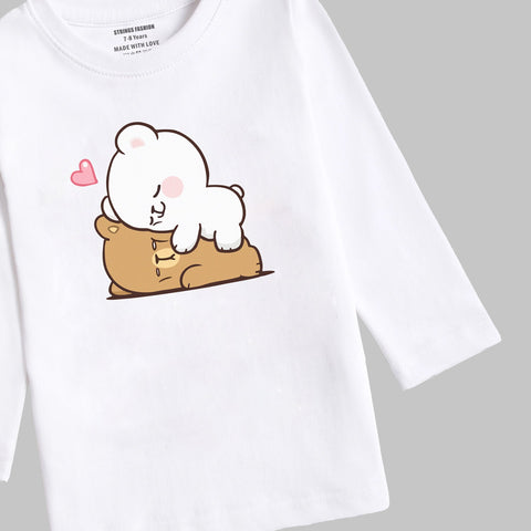 Digital Printed Milk & Mocha Junior Girls Long Sleeve T.Shirt
