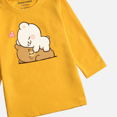 Digital Printed Milk & Mocha Junior Girls Long Sleeve T.Shirt