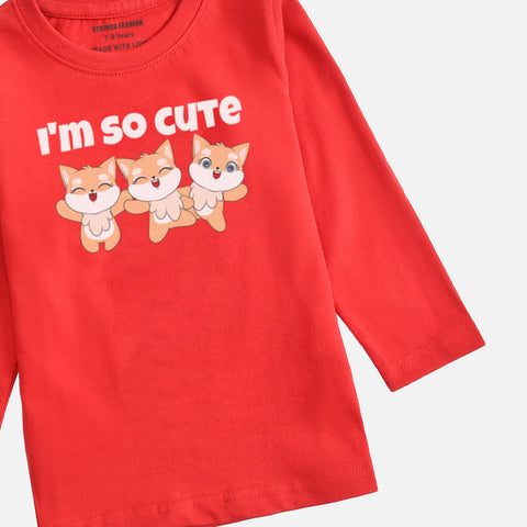 DIGITAL PRINTED I’M CUTE JUNIOR FEISTA COLOR GIRLS LONG SLEEVE T.SHIRT