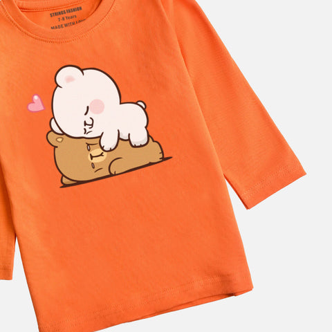 MILK & MOCHA JUNIOR MOCK ORANGE COLOR GIRLS LONG SLEEVE T-SHIRT