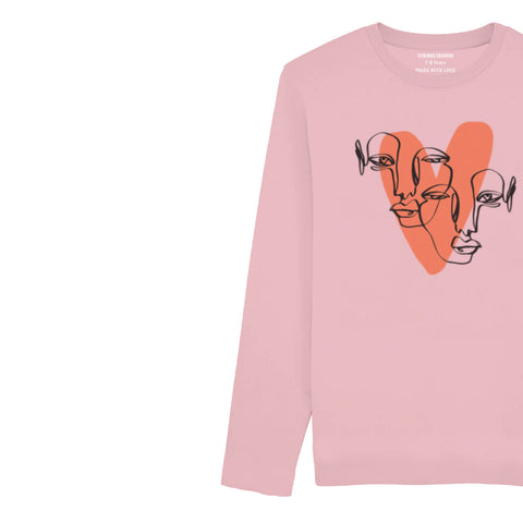 DIGITAL PRINTED HEART CALIGRAPHY JUNIOR TICKLED PINK COLOR GIRLS LONG SLEEVE T.SHIRT