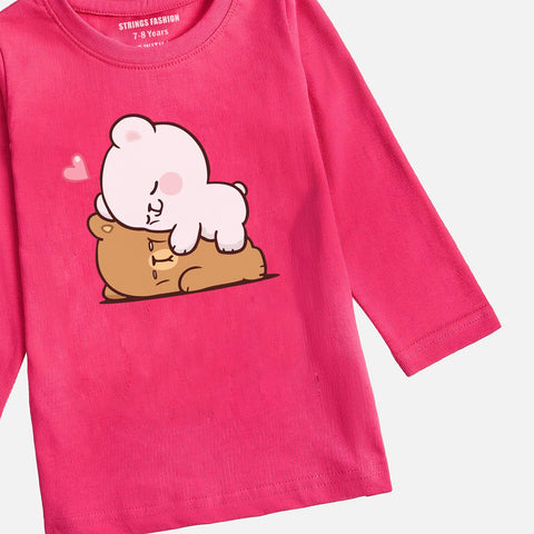 Digital Printed Milk & Mocha Junior Girls Long Sleeve T.Shirt
