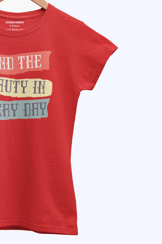 TYPOGRAPHY JUNIOR FIERY RED COLOR GIRLS T.SHIRT