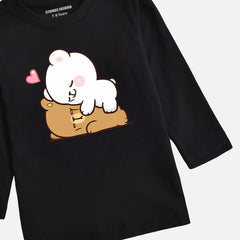 MILK & MOCHA JUNIOR JET BLACK COLOR GIRLS LONG SLEEVE T-SHIRT