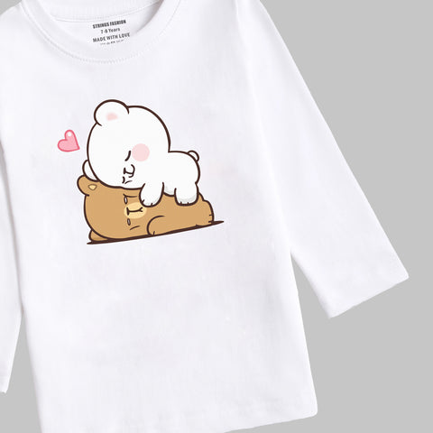DIGITAL PRINTED MILK & MOCHA JUNIOR SNOW-WHITE COLOR GIRLS LONG SLEEVE T.SHIRT