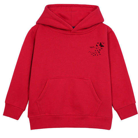 BUTTERFLIES RED GIRLS FLEECE HOODIE