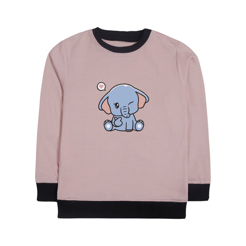 ELEPHANT JUNIOR PINK HEADER COLOR GIRLS LONG SLEEVE SWEAT-SHIRT