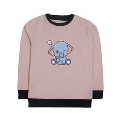 ELEPHANT JUNIOR PINK HEADER COLOR GIRLS LONG SLEEVE SWEAT-SHIRT
