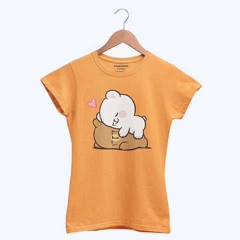 DIGITAL PRINTED MILK & MOCHA JUNIOR BLAZING ORANGE COLOR GIRLS T.SHIRT