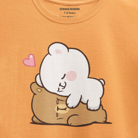 DIGITAL PRINTED MILK & MOCHA JUNIOR BLAZING ORANGE COLOR GIRLS T.SHIRT