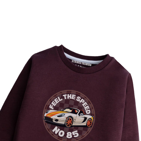 FEEL THE SPEED JUNIOR MEHROON COLOR BOYS LONG SLEEVE SWEAT-SHIRT