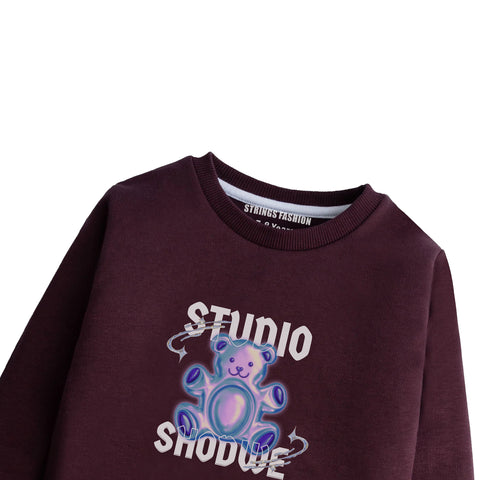 Studio Shodwe junior Maroon Color Boys Long Sleeve Sweat-Shirt