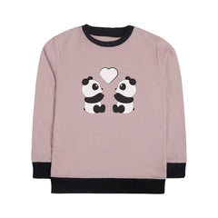PANDA JUNIOR PINK HEADER COLOR GIRLS LONG SLEEVE SWEAT-SHIRT