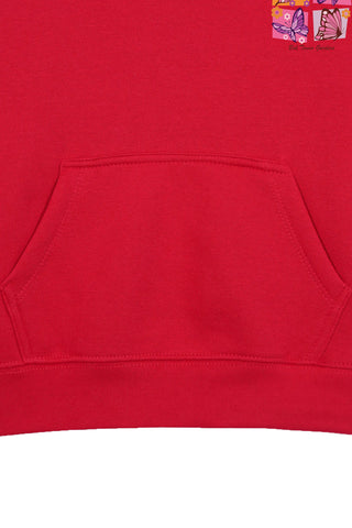 FOUR BUTTERFLIES RED GIRLS FLEECE HOODIE