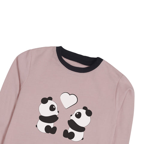 PANDA JUNIOR PINK HEADER COLOR GIRLS LONG SLEEVE SWEAT-SHIRT
