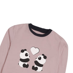PANDA JUNIOR PINK HEADER COLOR GIRLS LONG SLEEVE SWEAT-SHIRT