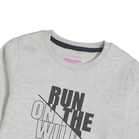 RUN ON THE WILD SIDE OATMEAL BOYS LONG SLEEVE SWEAT-SHIRT