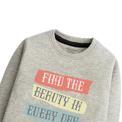 Digital Printed Find The Beauty Junior Grey Header Color Girls Long Sleeve Sweat-Shirt