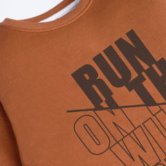 ON THE RUN LIGHT BROWN COLOR BOYS LONG SLEEVE SWEAT-SHIRT
