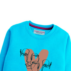 HEART GIRLS SKY BLUE SHADE FLEECE SWEAT-SHIRT