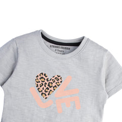 GREY PRINTED LOVE JUNIOR GIRLS T.SHIRT