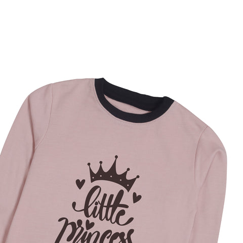 Digital Printed Junior Pink Header Color Girls Long Sleeve Sweat-Shirt