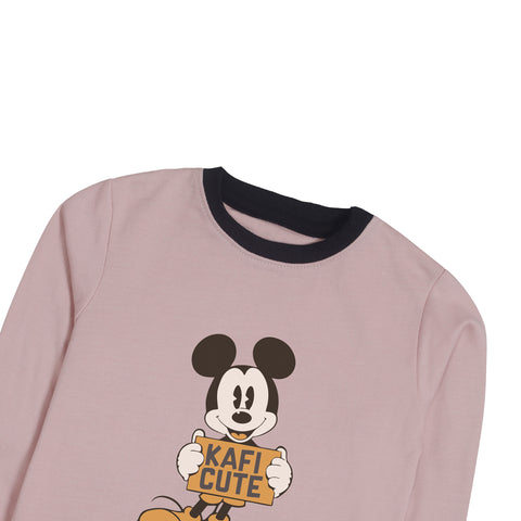 Digital Printed Kafi Cute Junior Pink Header Color Girls Long Sleeve Sweat-Shirt