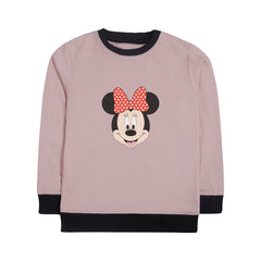 MINNIE JUNIOR PINK HEADER COLOR GIRLS LONG SLEEVE SWEAT-SHIRT