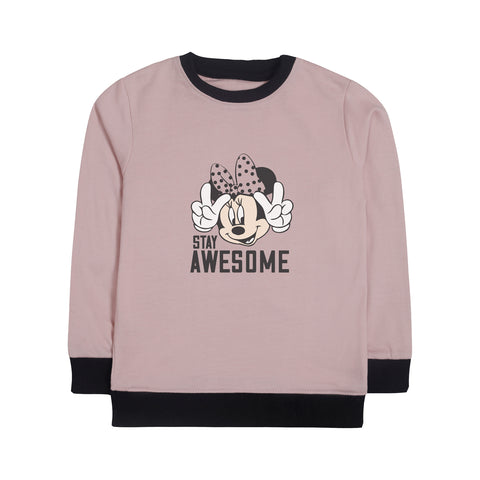 AWESOME JUNIOR PINK HEADER COLOR GIRLS LONG SLEEVE SWEAT-SHIRT