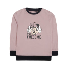 AWESOME JUNIOR PINK HEADER COLOR GIRLS LONG SLEEVE SWEAT-SHIRT