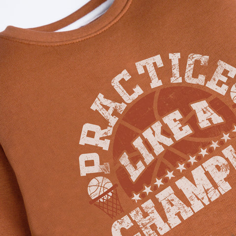 CHAMPION LIGHT BROWN COLOR BOYS LONG SLEEVE SWEAT-SHIRT