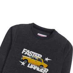 FASTER DANGER CHARCOAL BOYS LONG SLEEVE SWEAT-SHIRT