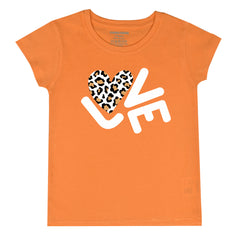 ORANGE PRINTED LOVE POINT GIRLS T.SHIRT