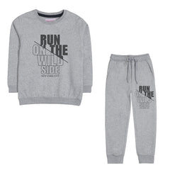 RUN ON THE WILD SIDE JUNIOR BOY GREY HEADER TRACK SUIT