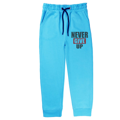 NEVER GIVE UP SKY BLUE COLOR GIRLS TERYY FABRIC TRACK SUIT