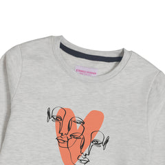 HEART GIRLS OATMEAL SHADE FLEECE SWEAT-SHIRT