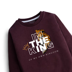 DIGITAL I 'M THE KING PRINTED Maroon Color Boys Long Sleeve Sweat-Shirt
