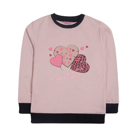 SWEET TIME PINK GIRLS LONG SLEEVE SWEAT-SHIRT