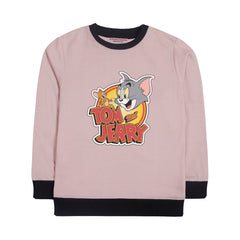 TOM & JERRY PINK GIRLS LONG SLEEVE SWEAT-SHIRT