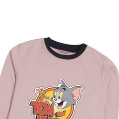 TOM & JERRY PINK GIRLS LONG SLEEVE SWEAT-SHIRT