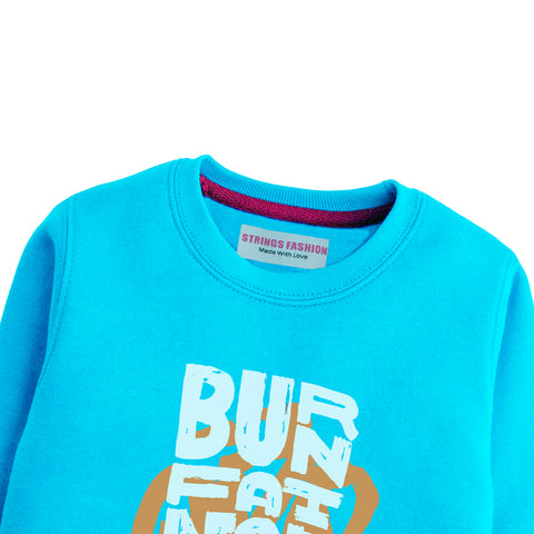 BURN FOR FAT SKY BLUE COLOR BOYS TERYY FABRIC SWEAT-SHIRT