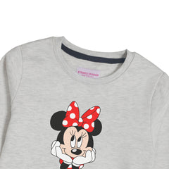 MINNIE GIRLS OATMEAL SHADE FLEECE SWEAT-SHIRT